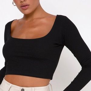 motel rocks crop top rib black